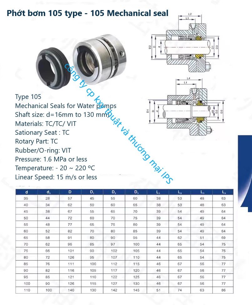 Phớt máy bơm 105 3